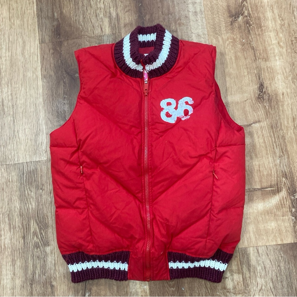 Victoria's Secret PINK Red Puffer Vest with '86' Design Down Fill True Love XS/S